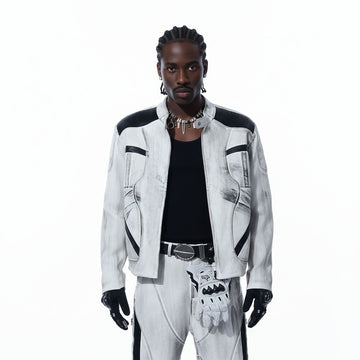 MOGONGSHE Distressed Techwear PU Moto Jacket-Jacket-M-Free Shipping Leatheretro