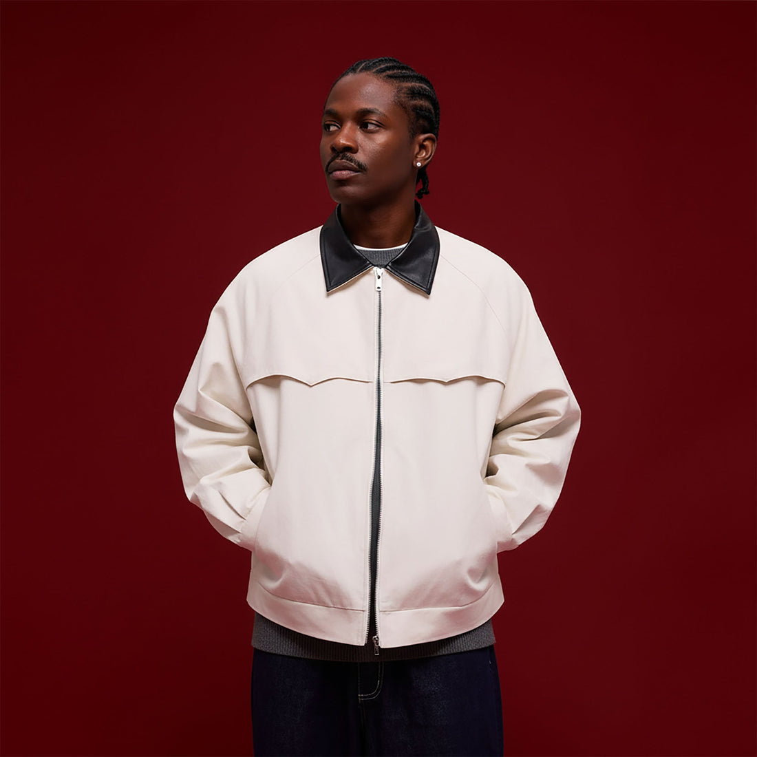 BANANA CLUB Faux Leather Collar Cotton Jacket-Jacket-S-White-Free Shipping Leatheretro