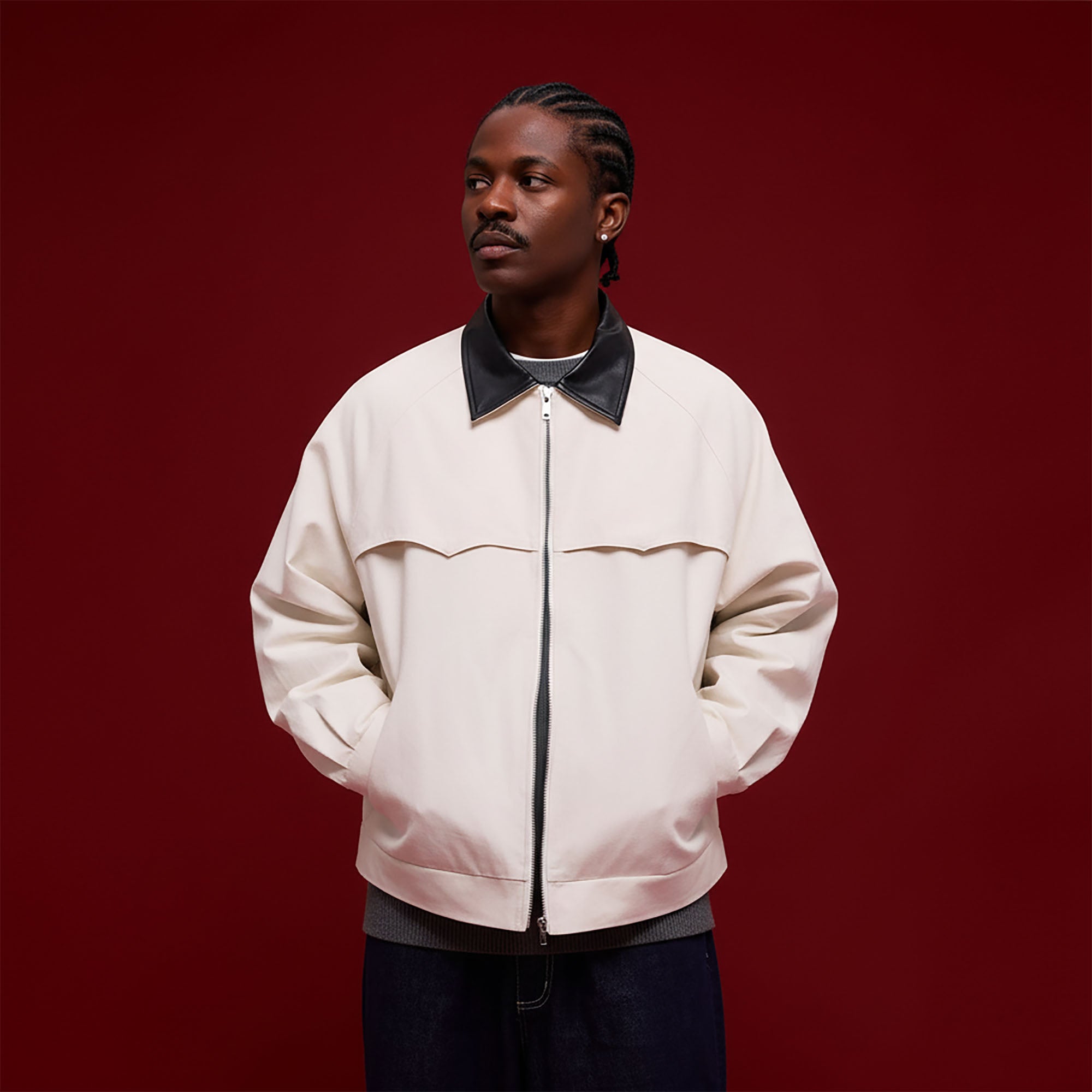 BANANA CLUB Faux Leather Collar Cotton Jacket-Jacket-S-White-Free Shipping Leatheretro