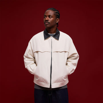 BANANA CLUB Faux Leather Collar Cotton Jacket-Jacket-S-White-Free Shipping Leatheretro