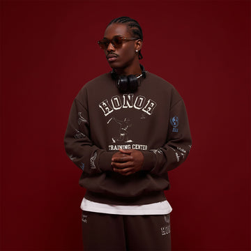 BANANA CLUB Classic Doodle Graphic Sweatshirt-Sweatshirt-S-Brown-Free Shipping Leatheretro