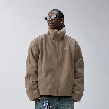 F2CE Aged Suede Faux Fur High-Collar Jacket-Jacket-S-Free Shipping Leatheretro