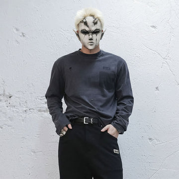 UNDERWATER Devil Distressed Long-Sleeve Tee-L/S Tee-S-Free Shipping Leatheretro