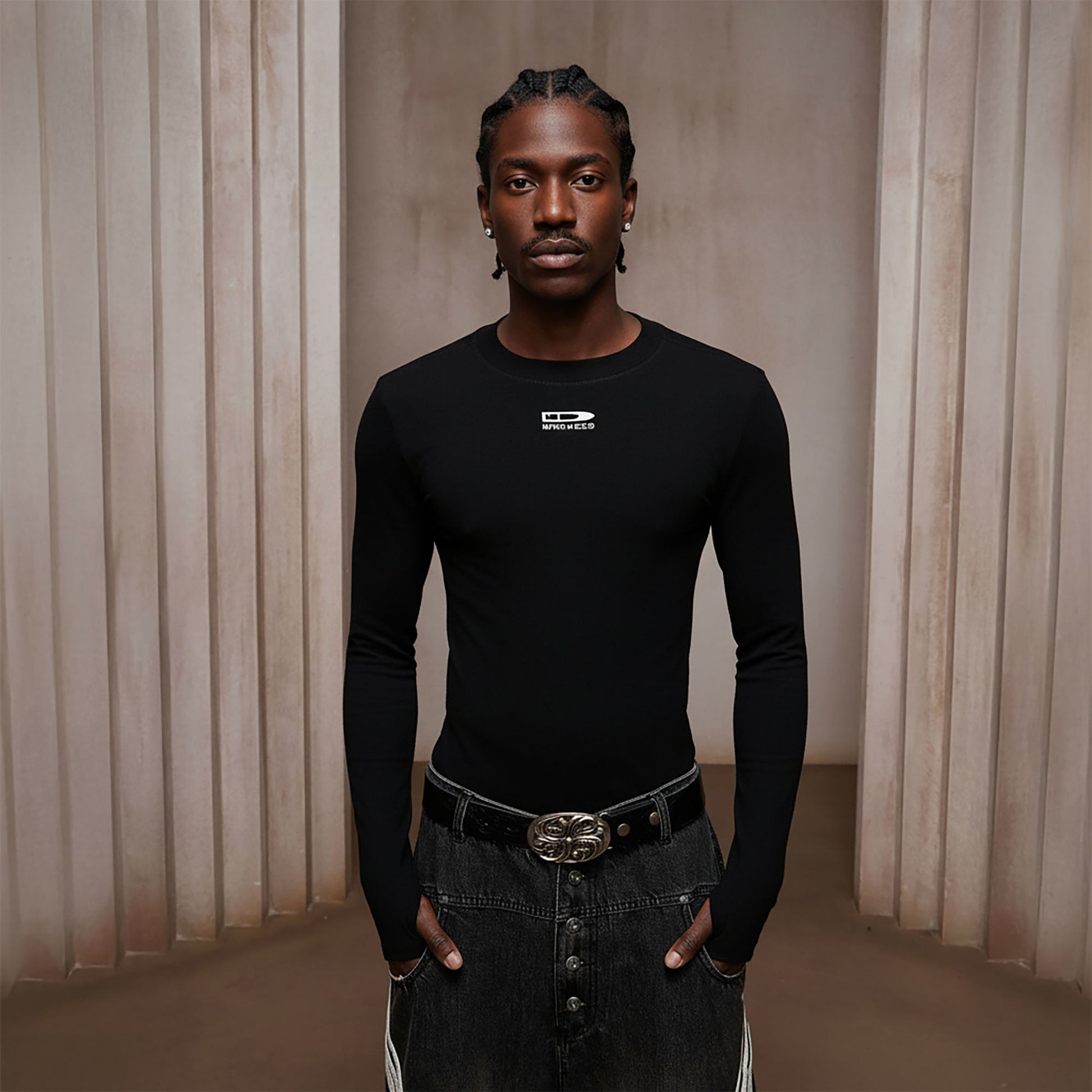 DND4DES Bullet LOGO Graphic Long-Sleeve Tee-L/S Tee-S-Black-Free Shipping Leatheretro