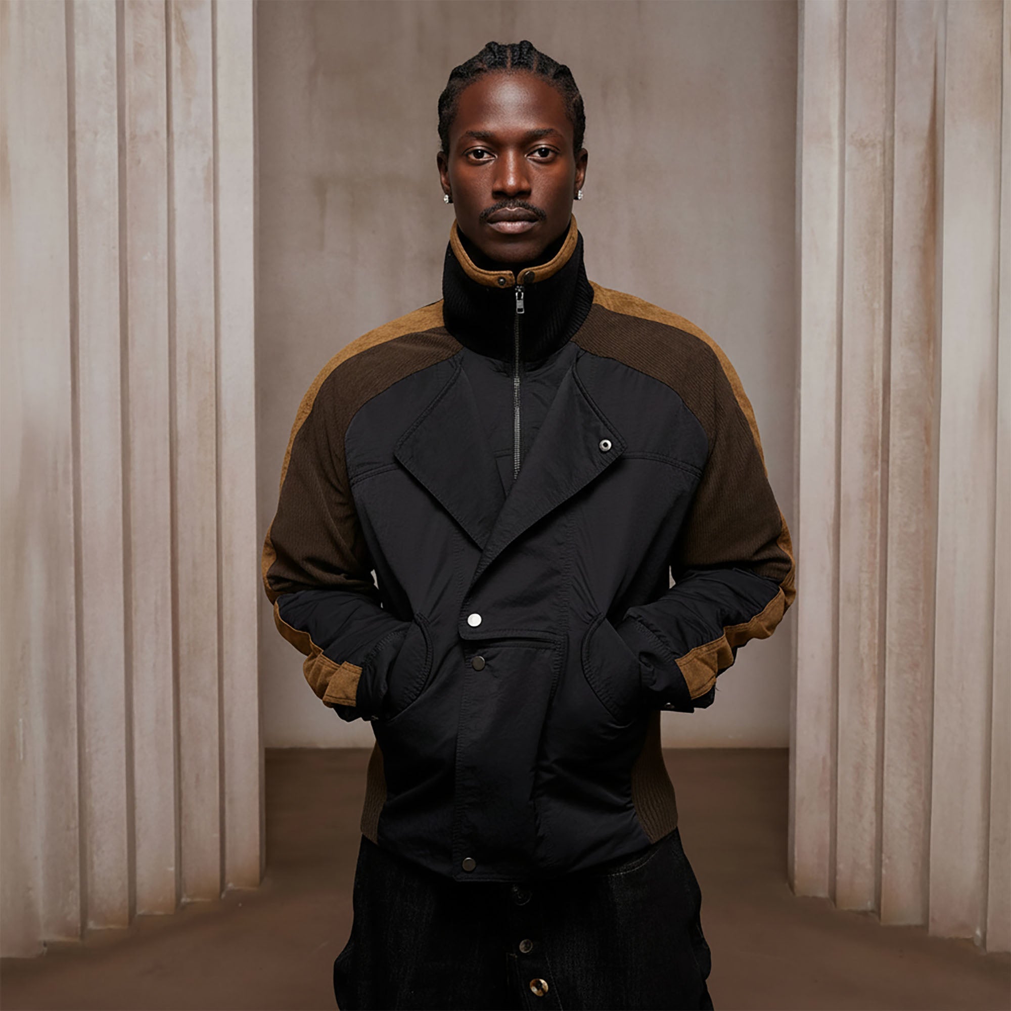 DND4DES Contrast Suede Corduroy Panel Jacket-Jacket-S (Preorder)-Free Shipping Leatheretro