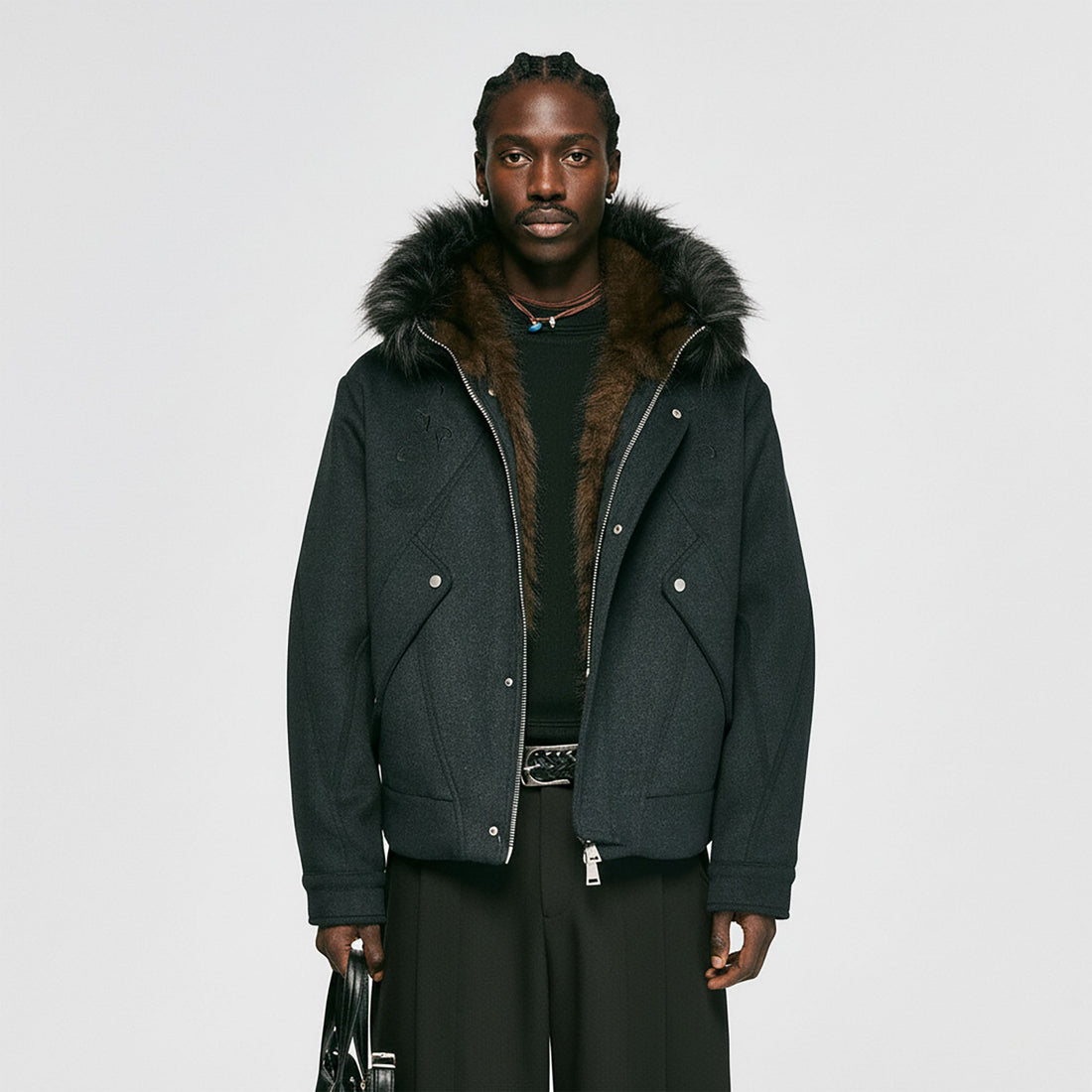 CATSSTAC Faux-Fur Lined Wool-Blend Dual-Zip Jacket-Jacket-M (Preorder)-Free Shipping Leatheretro