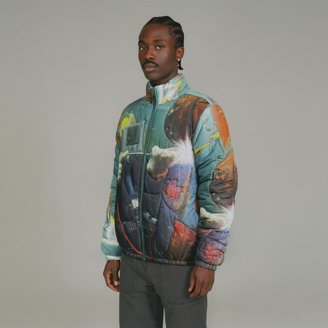 URBAN+FOREST Full-Print Quilted Puffer Jacket-Jacket-S-Free Shipping Leatheretro