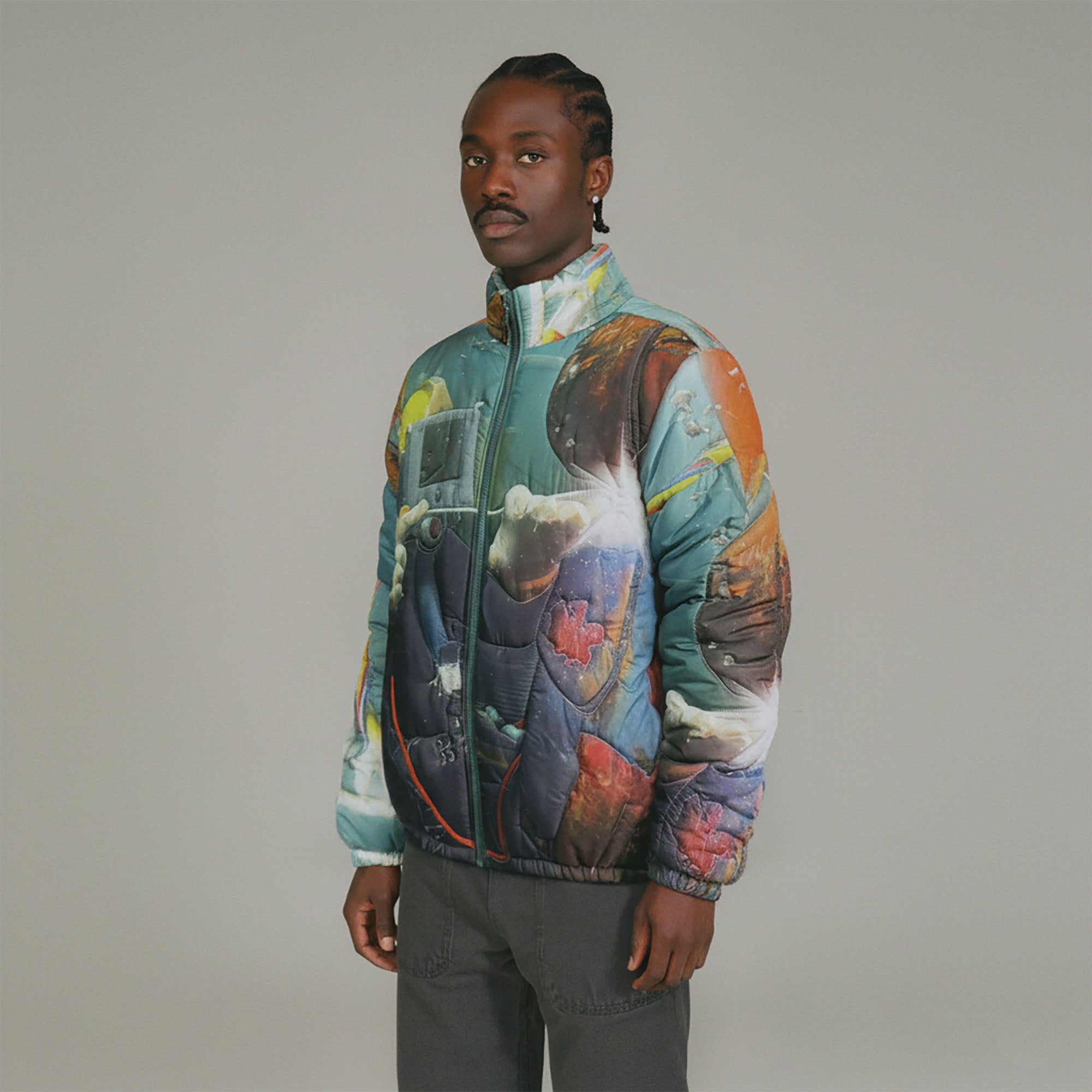 URBAN+FOREST Full-Print Quilted Puffer Jacket-Jacket-S-Free Shipping Leatheretro