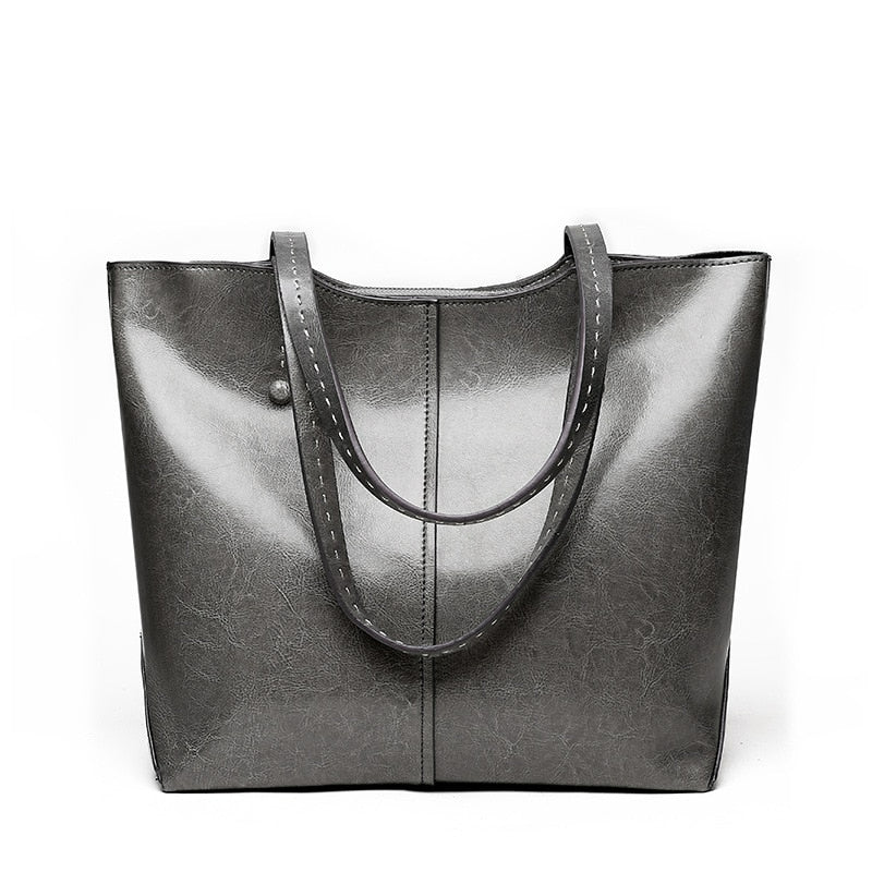 Genuine Cow Leather Luxury Handbag Tote Bag-Handbags-Black-Free Shipping Leatheretro
