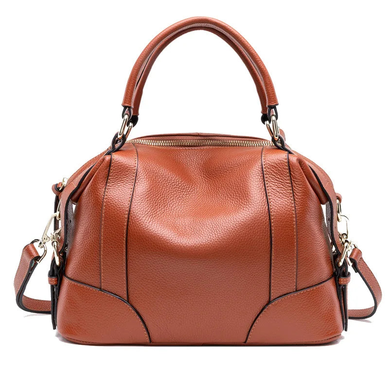 Top Layer Cowhide Handbag – All-Match Genuine Leather Bag for Women-Handbags-Brown-Free Shipping Leatheretro