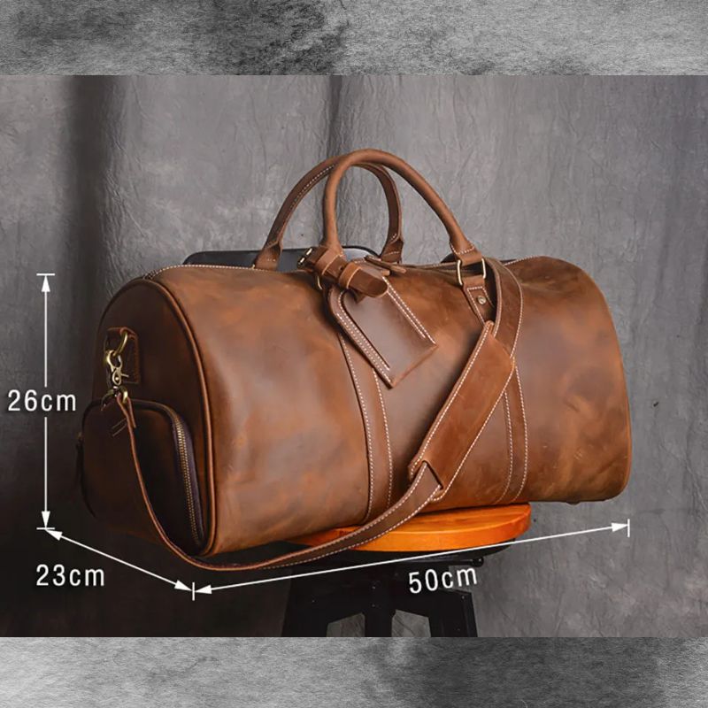 Genuine Leather Duffel Bag Travel Luggage Bag-Duffel Bags-Coffee-Free Shipping Leatheretro