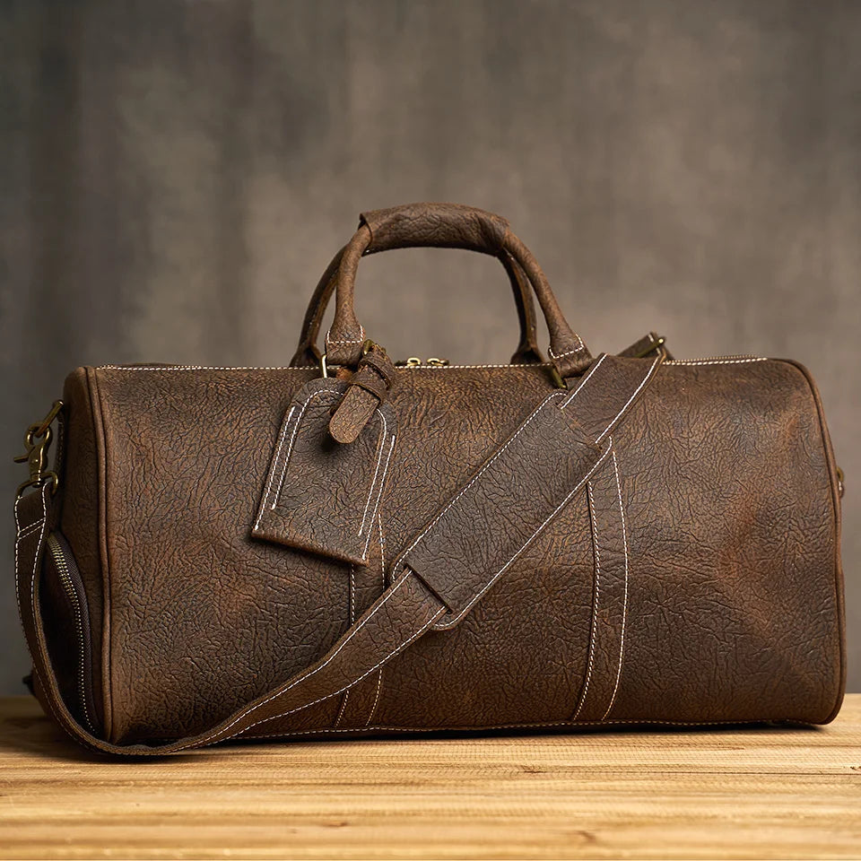 Genuine Leather Duffel Bag Travel Luggage Bag-Duffel Bags-Coffee-Free Shipping Leatheretro