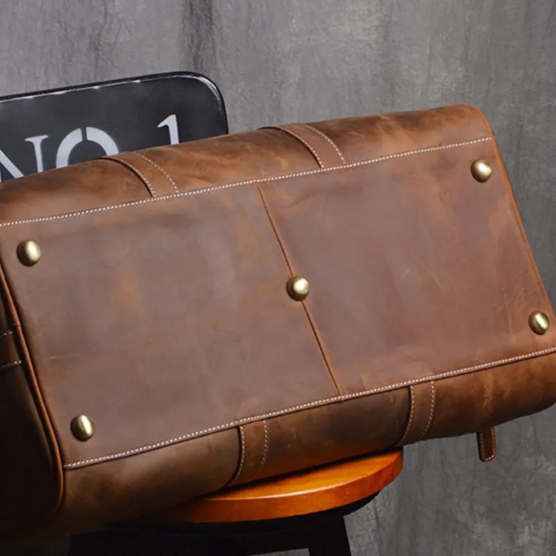 Genuine Leather Duffel Bag Travel Luggage Bag-Duffel Bags-Coffee-Free Shipping Leatheretro