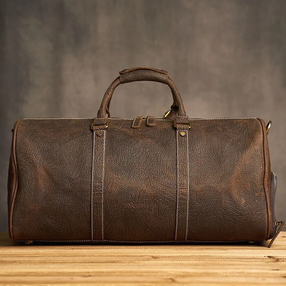 Genuine Leather Duffel Bag Travel Luggage Bag-Duffel Bags-Coffee-Free Shipping Leatheretro