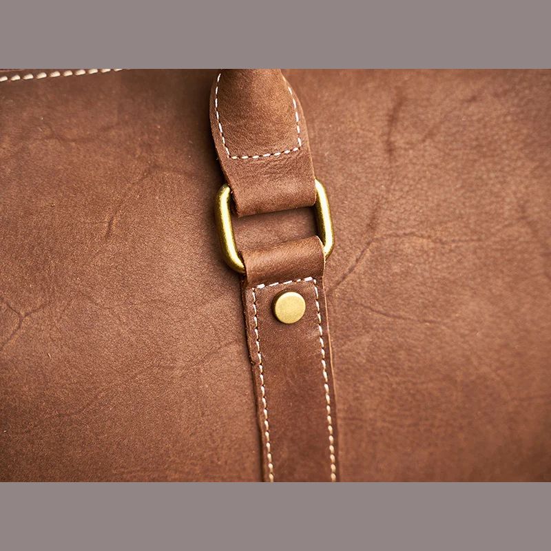 Genuine Leather Duffel Bag Travel Luggage Bag-Duffel Bags-Coffee-Free Shipping Leatheretro