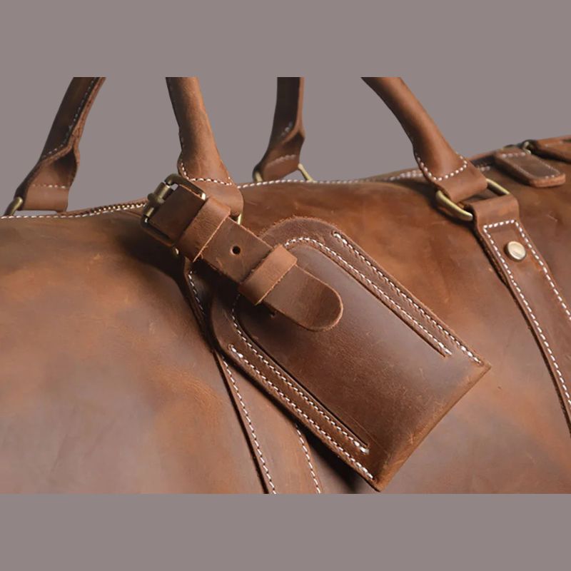 Genuine Leather Duffel Bag Travel Luggage Bag-Duffel Bags-Coffee-Free Shipping Leatheretro