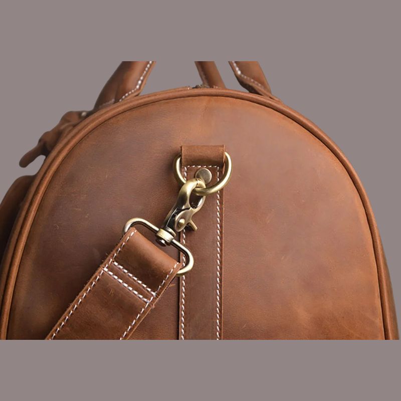 Genuine Leather Duffel Bag Travel Luggage Bag-Duffel Bags-Coffee-Free Shipping Leatheretro