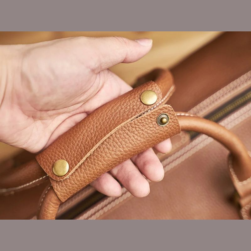 Genuine Leather Duffel Bag Travel Luggage Bag-Duffel Bags-Coffee-Free Shipping Leatheretro