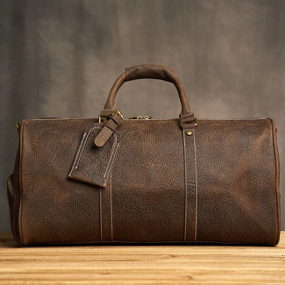 Genuine Leather Duffel Bag Travel Luggage Bag-Duffel Bags-Coffee-Free Shipping Leatheretro