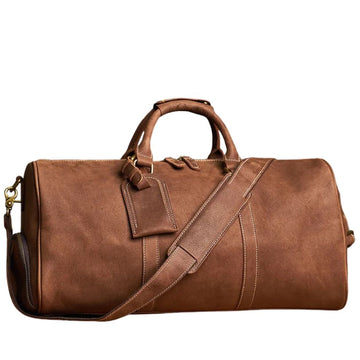 Genuine Leather Duffel Bag Travel Luggage Bag-Duffel Bags-Coffee-Free Shipping Leatheretro