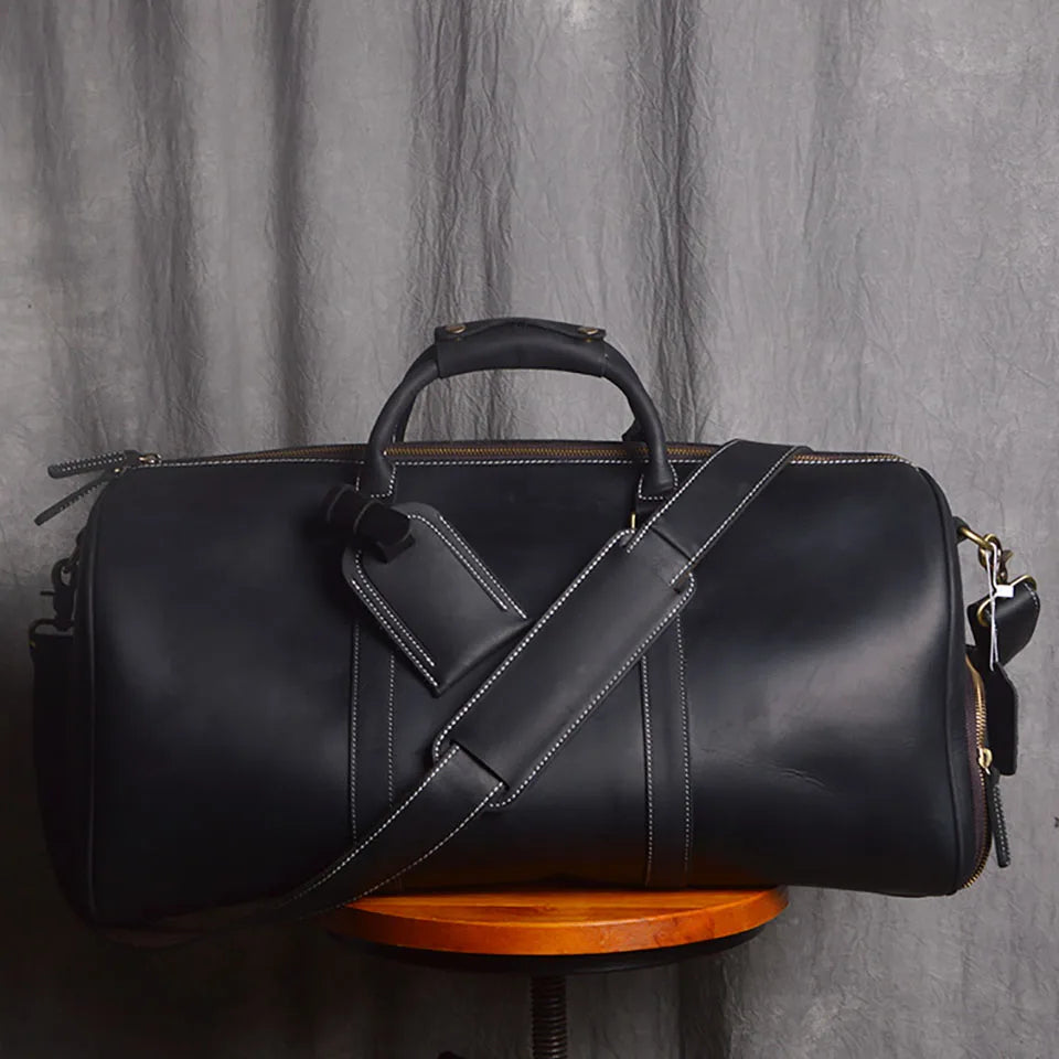 Genuine Leather Duffel Bag Travel Luggage Bag-Duffel Bags-Coffee-Free Shipping Leatheretro