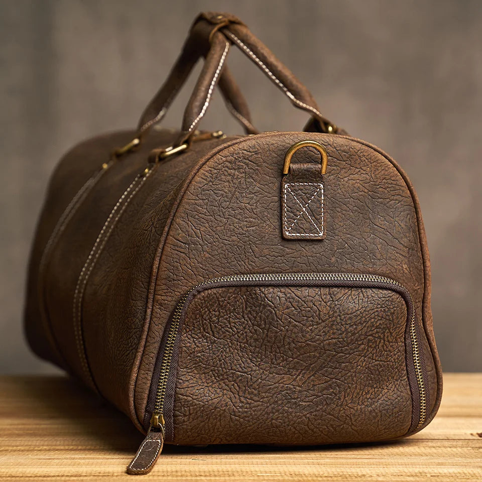 Genuine Leather Duffel Bag Travel Luggage Bag-Duffel Bags-Coffee-Free Shipping Leatheretro