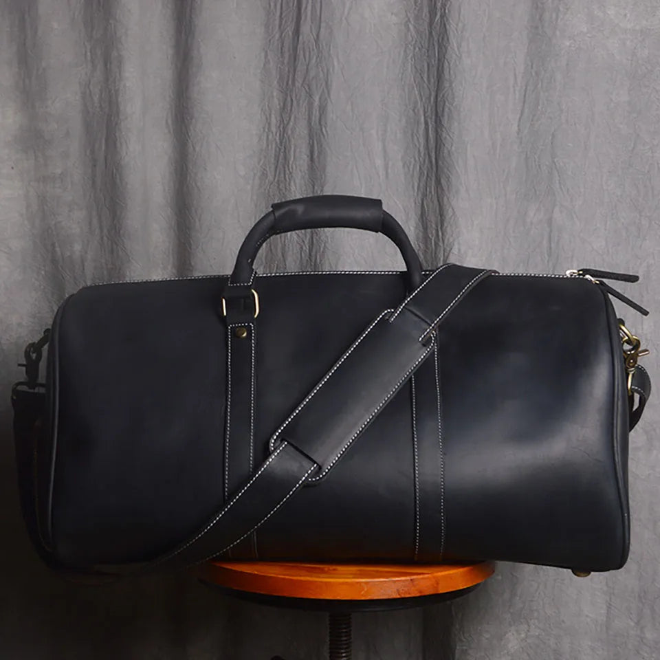 Genuine Leather Duffel Bag Travel Luggage Bag-Duffel Bags-Coffee-Free Shipping Leatheretro