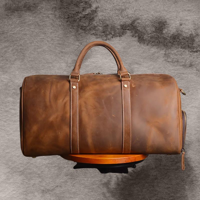 Genuine Leather Duffel Bag Travel Luggage Bag-Duffel Bags-Coffee-Free Shipping Leatheretro