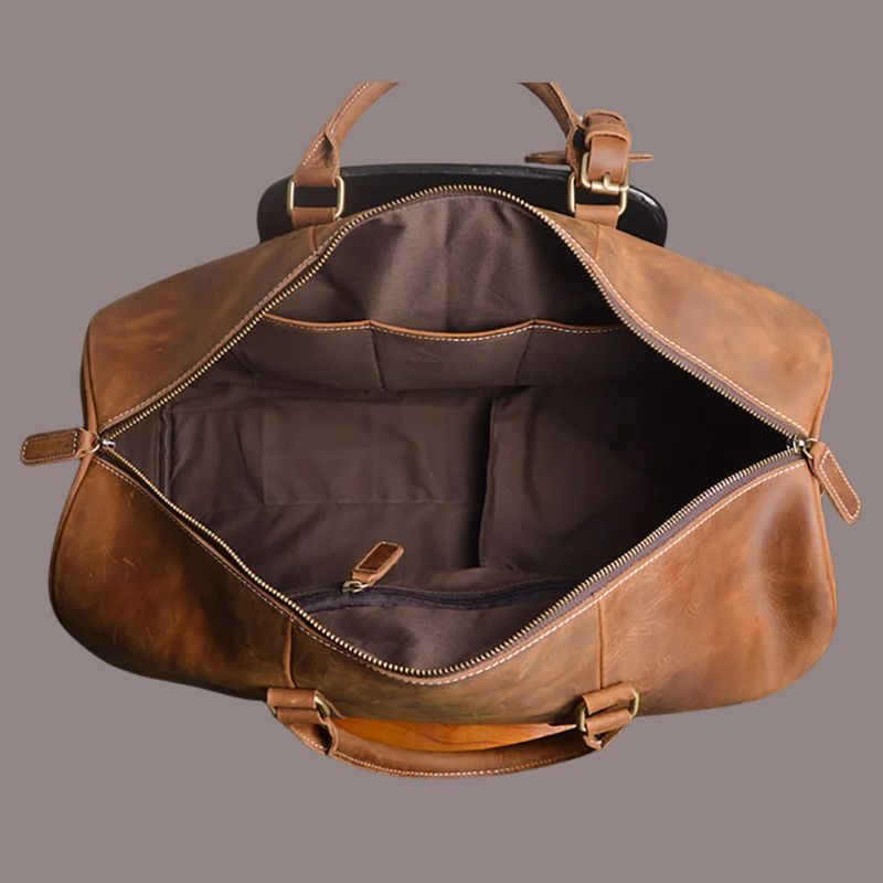 Genuine Leather Duffel Bag Travel Luggage Bag-Duffel Bags-Coffee-Free Shipping Leatheretro