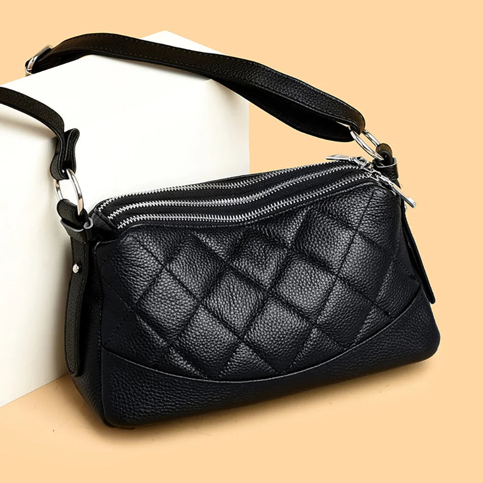 Genuine Leather Female Crossbody Bags-Handbags-Brown-Free Shipping Leatheretro