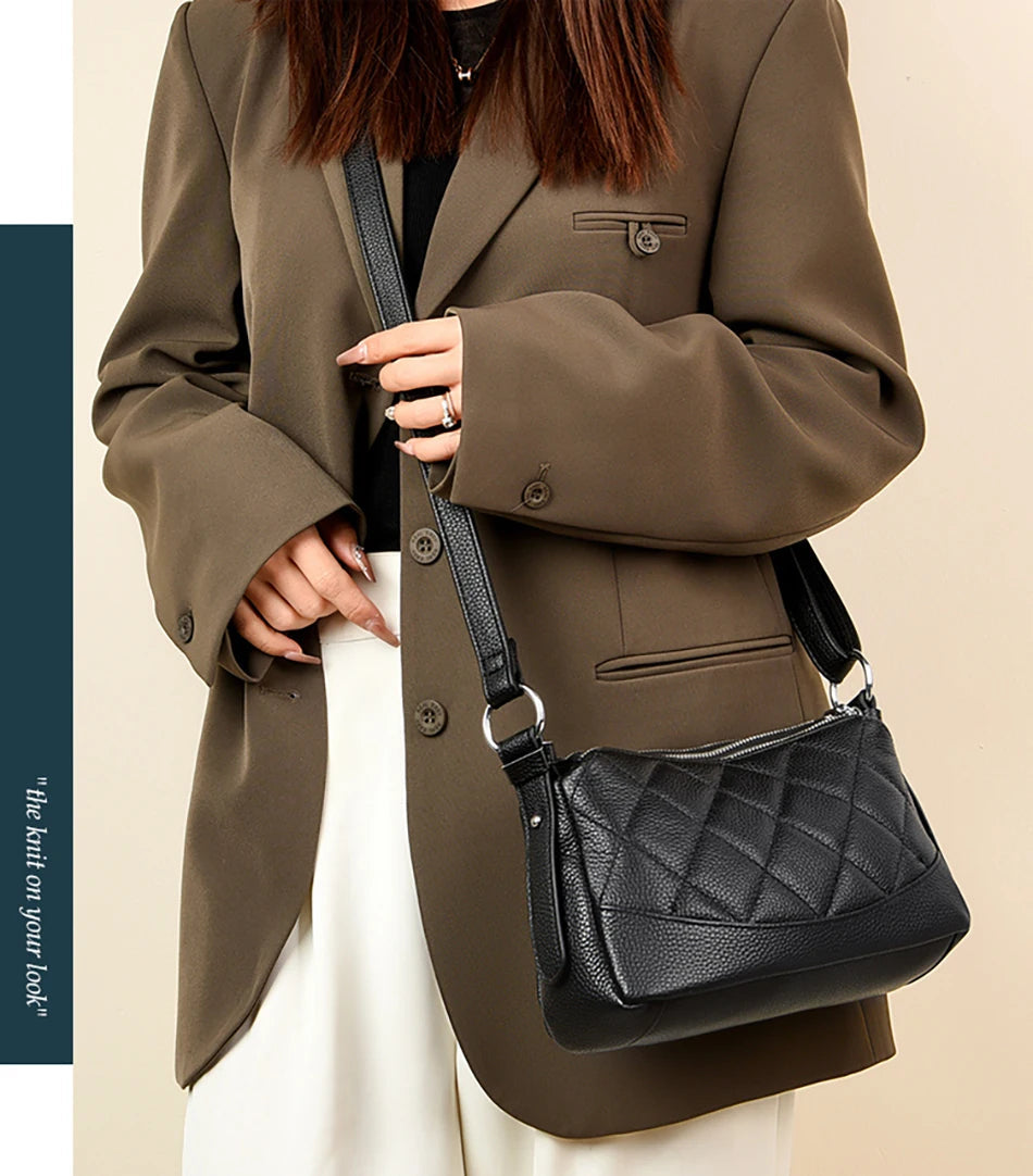 Genuine Leather Female Crossbody Bags-Handbags-Brown-Free Shipping Leatheretro