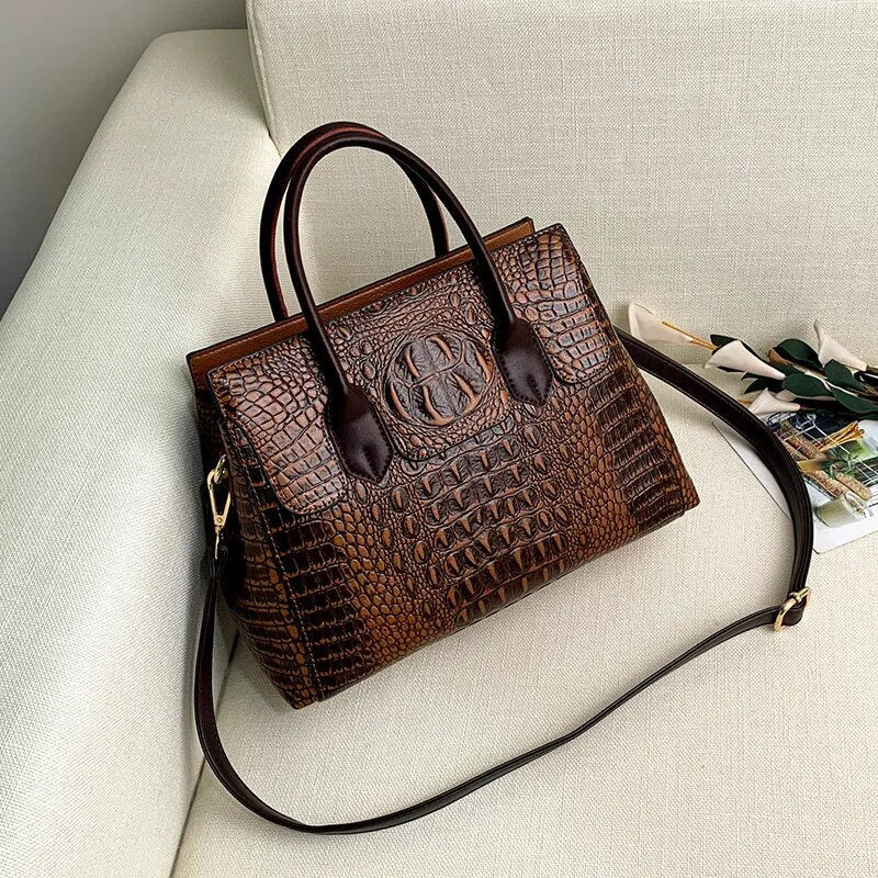 Luxury Crocodile Designer Handbag-Handbags-Auburn-Free Shipping Leatheretro