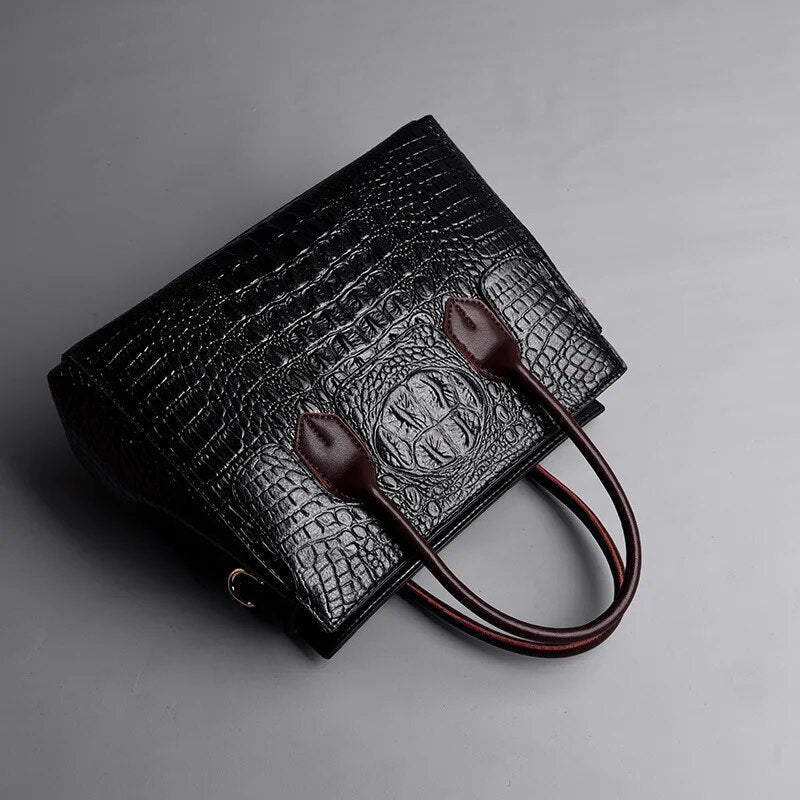 Luxury Crocodile Designer Handbag-Handbags-Black-Free Shipping Leatheretro