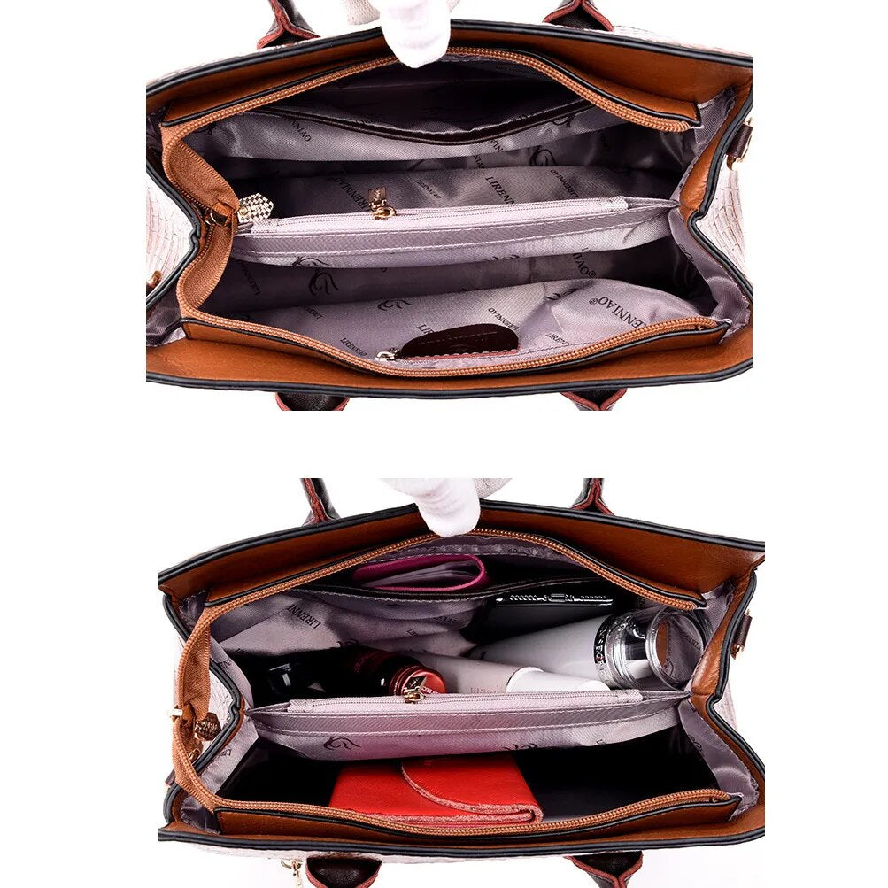 Luxury Crocodile Designer Handbag-Handbags-Purple-Free Shipping Leatheretro