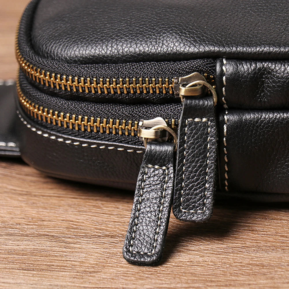 Genuine Leather Men's Chest Bag Messenger Bag-Chest Bags-Blue-Free Shipping Leatheretro