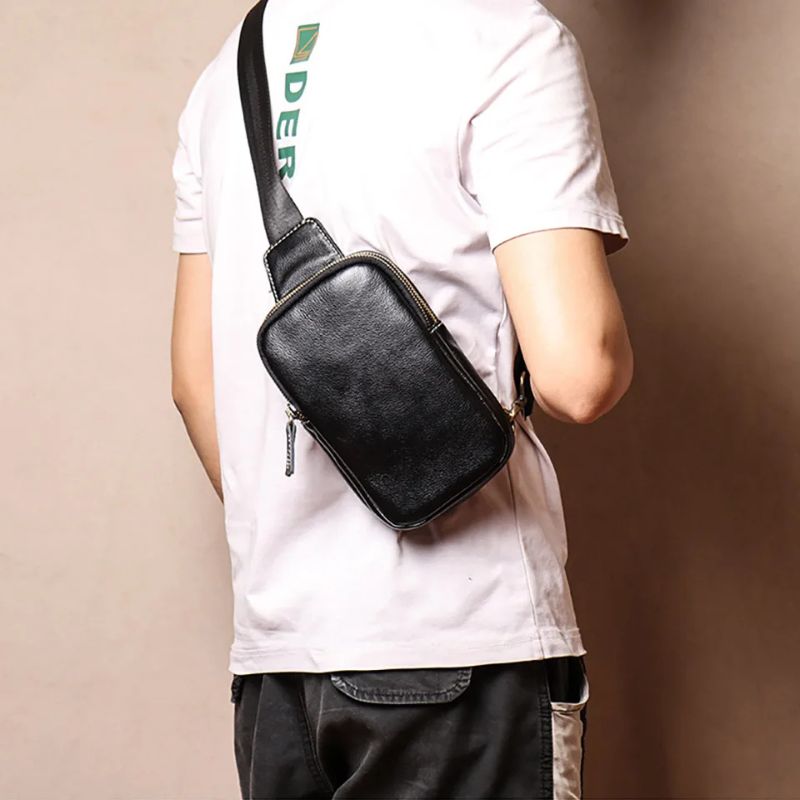 Genuine Leather Men's Chest Bag Messenger Bag-Chest Bags-Blue-Free Shipping Leatheretro