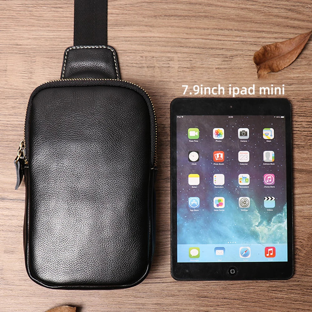 Genuine Leather Men's Chest Bag Messenger Bag-Chest Bags-Blue-Free Shipping Leatheretro