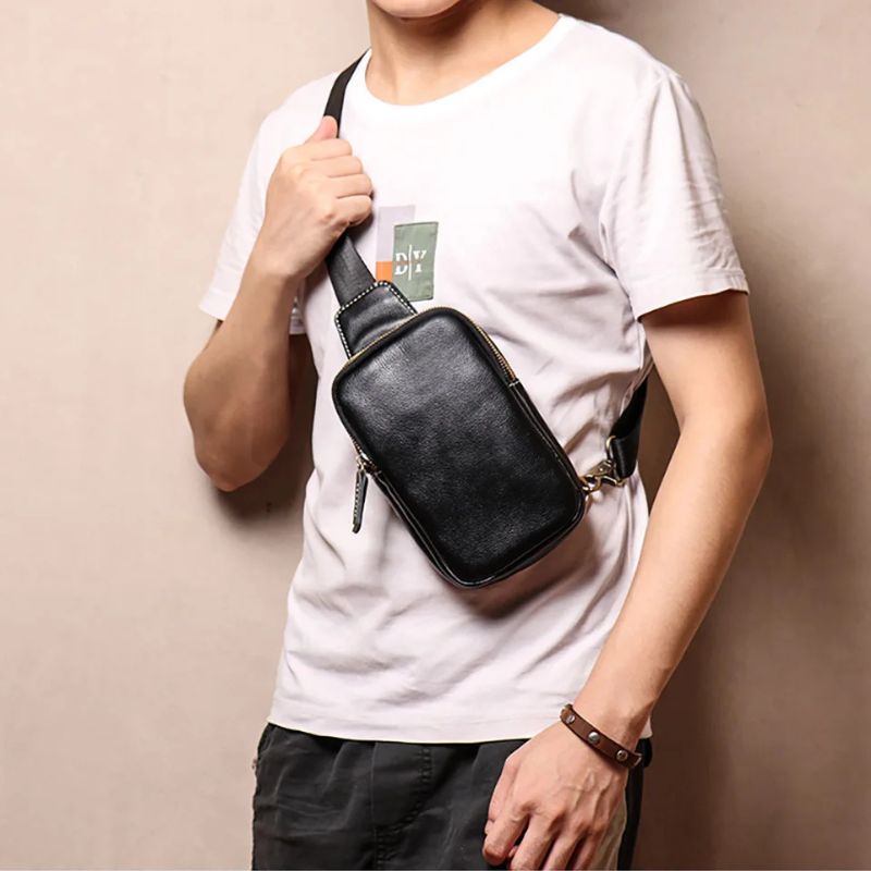 Genuine Leather Men's Chest Bag Messenger Bag-Chest Bags-Blue-Free Shipping Leatheretro