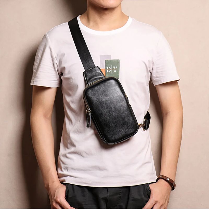 Genuine Leather Men's Chest Bag Messenger Bag-Chest Bags-Blue-Free Shipping Leatheretro