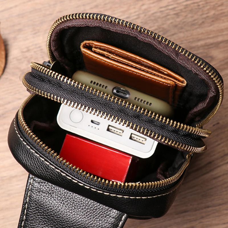 Genuine Leather Men's Chest Bag Messenger Bag-Chest Bags-Blue-Free Shipping Leatheretro