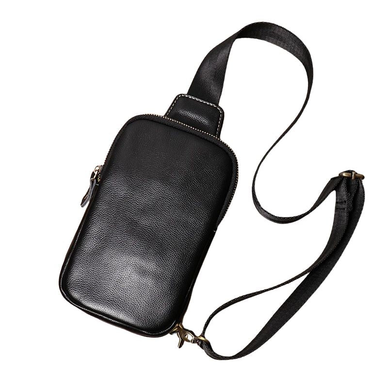Genuine Leather Men's Chest Bag Messenger Bag-Chest Bags-Blue-Free Shipping Leatheretro