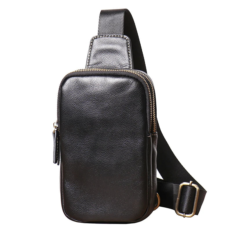 Genuine Leather Men's Chest Bag Messenger Bag-Chest Bags-Blue-Free Shipping Leatheretro