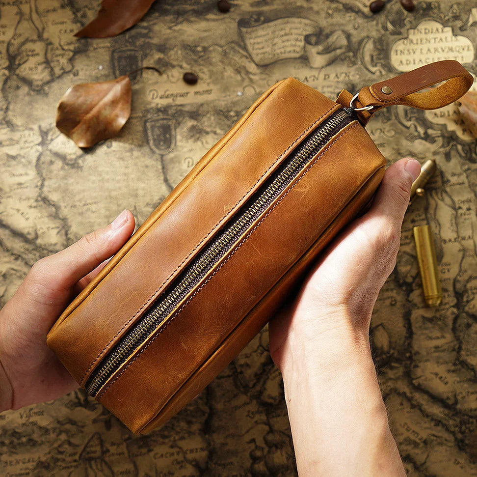 Genuine Leather Pen Pouch Stationery Storage-Handbags, Wallets & Cases-Brown-Free Shipping Leatheretro