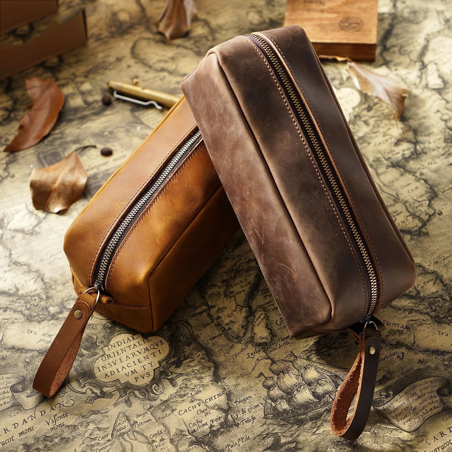 Genuine Leather Pen Pouch Stationery Storage-Handbags, Wallets & Cases-Brown-Free Shipping Leatheretro
