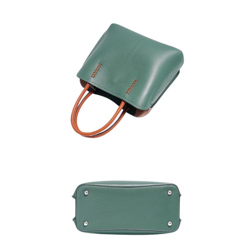 Genuine Leather Shopper Bag Designer Shoulder Bag-Handbags-Khaki-Free Shipping Leatheretro