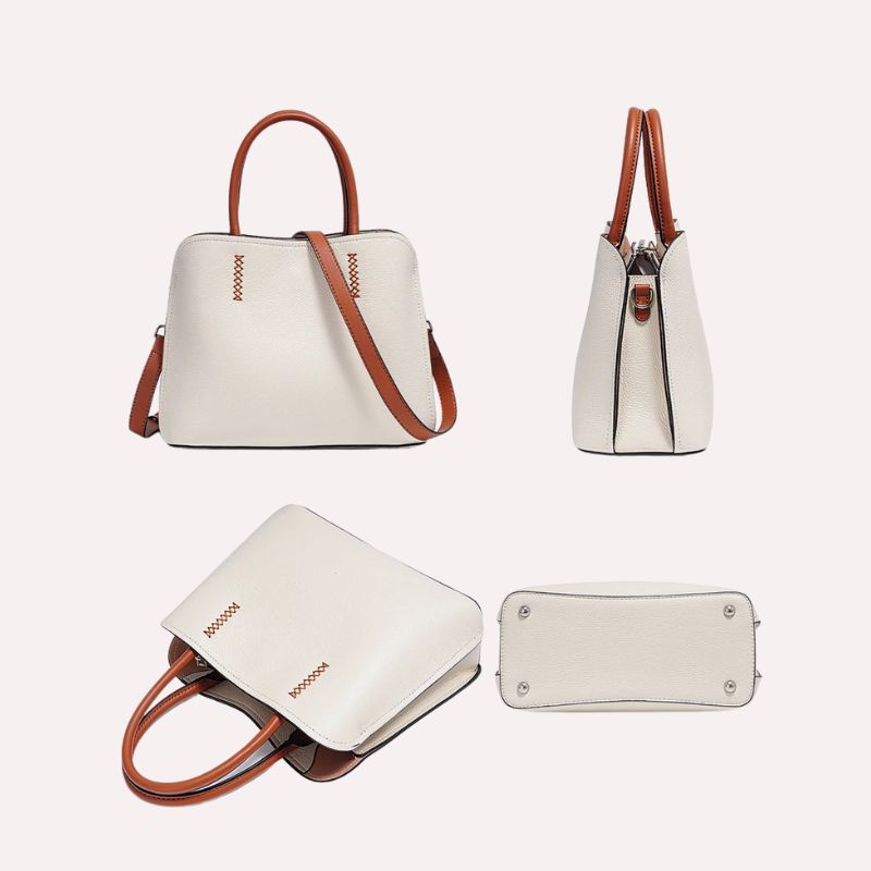 Genuine Leather Shopper Bag Designer Shoulder Bag-Handbags-Khaki-Free Shipping Leatheretro