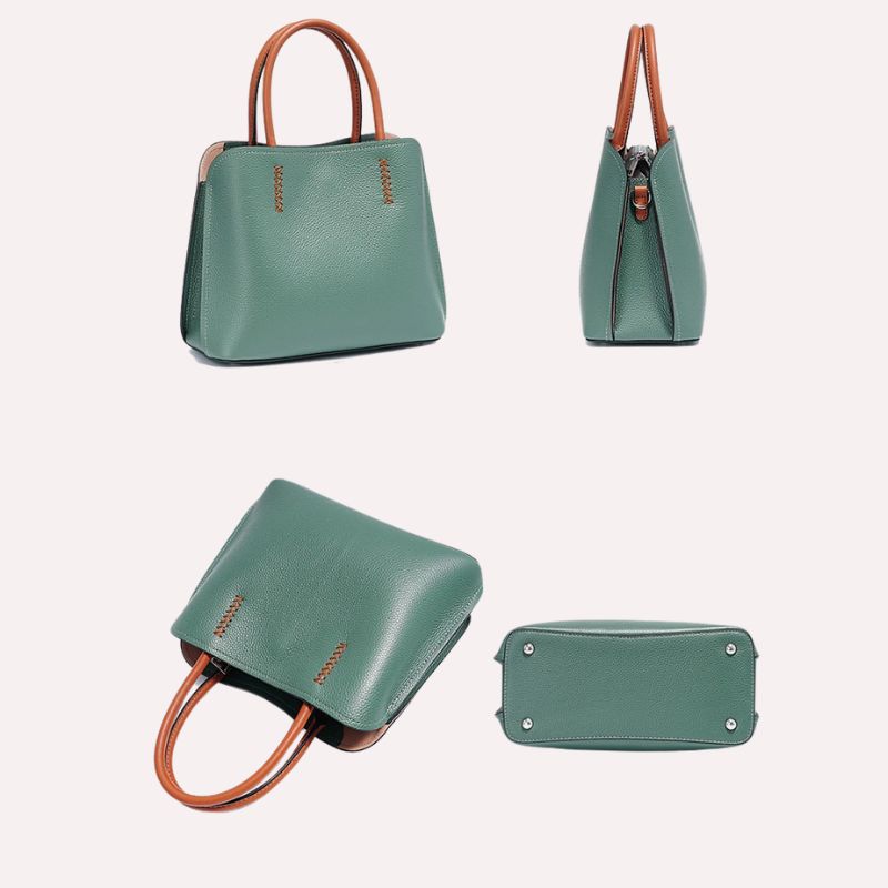 Genuine Leather Shopper Bag Designer Shoulder Bag-Handbags-Khaki-Free Shipping Leatheretro