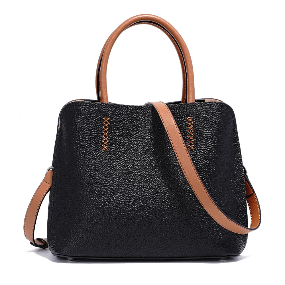 Genuine Leather Shopper Bag Designer Shoulder Bag-Handbags-Black-Free Shipping Leatheretro
