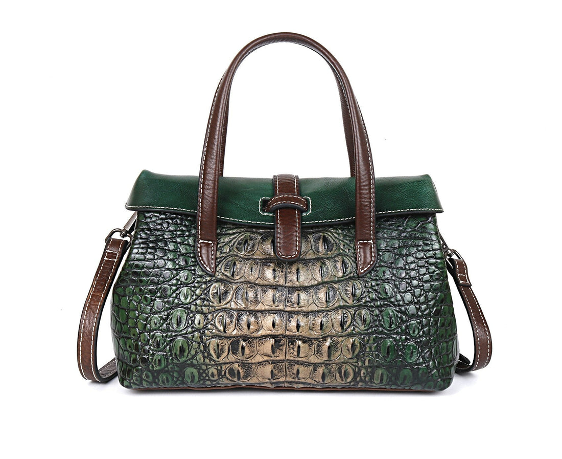 Genuine Leather Shoulder Bag Luxury Alligator Handbag-Handbags-Retro Red-Free Shipping Leatheretro