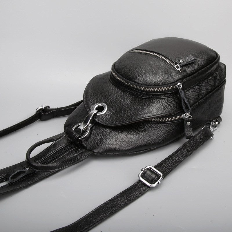 Genuine Leather Small Backpack Multi-Layer Anti-Theft Bag-Backpacks-Black-Free Shipping Leatheretro